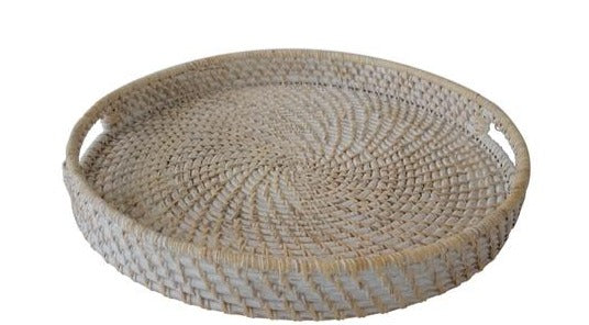 Wicker Serving Trays.Hand Woven Decorative Trays (D16")