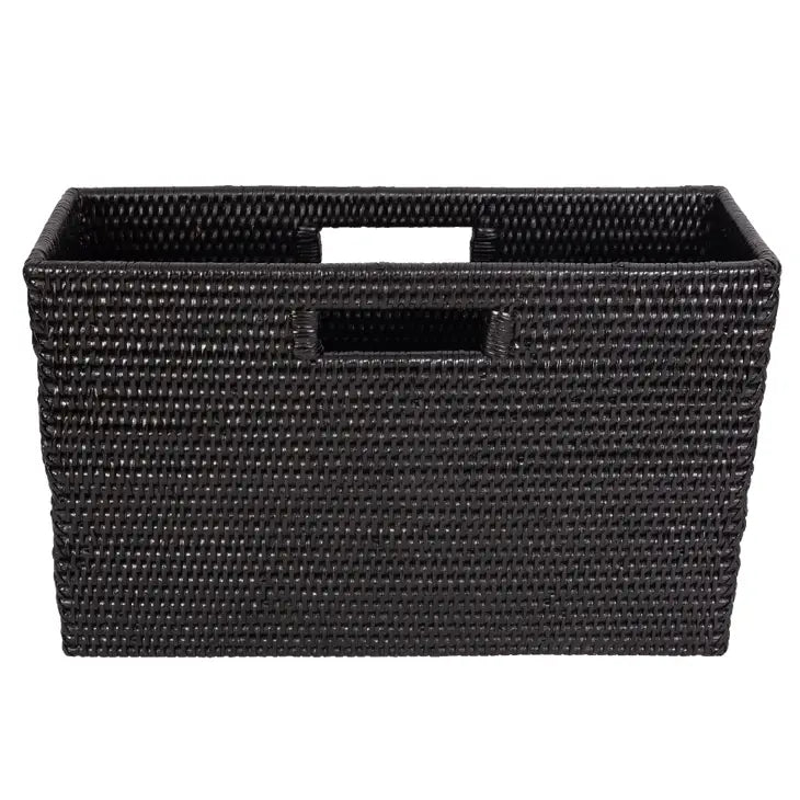 Rattan Magazine Basket-Black