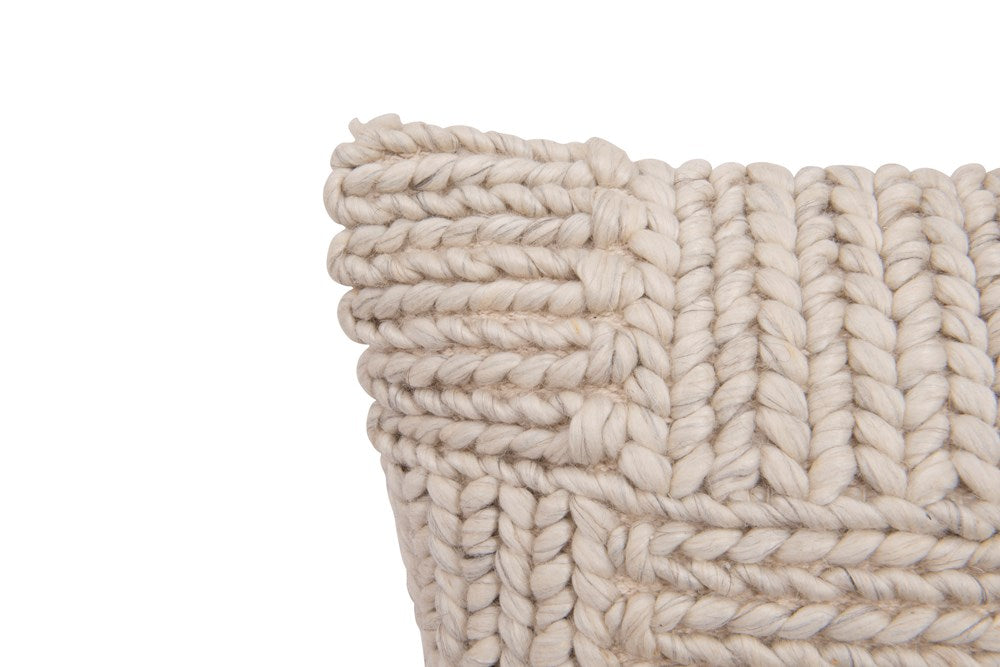 Square Knit Wool Pillow, Cream