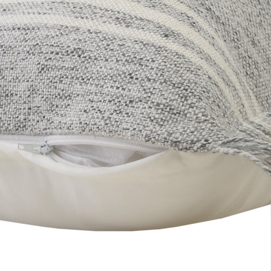 NEW ! Farmhouse Triple Stripe Throw Pillow with Fringe