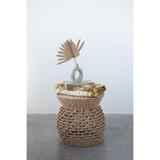 Hand-Woven Water Hyacinth & Rattan Stool
