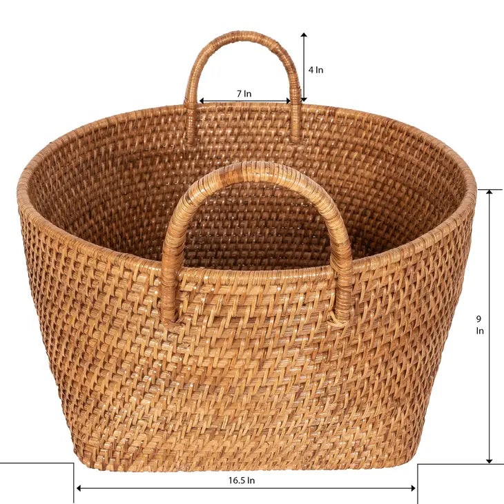 Saboga Home Round Basket with Hoop Handles