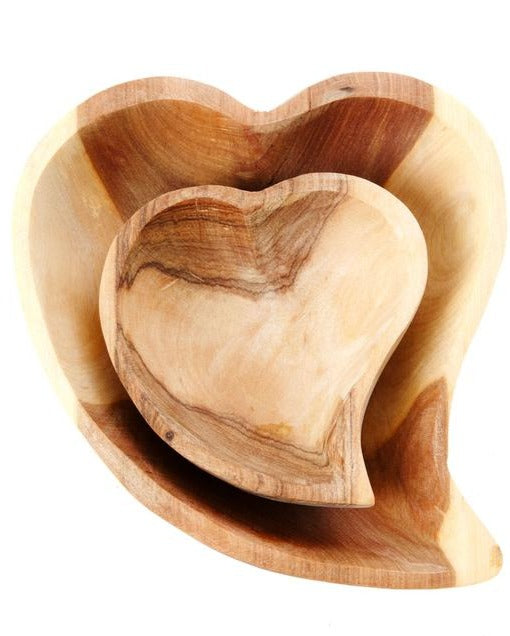 NEW!!!!!!SET OF 2 Nesting Wild Olive Wood Serving Bowls