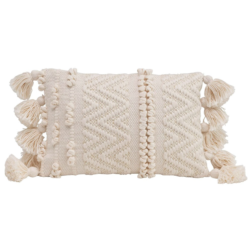 Woven Cotton Textured Lumbar Pillow