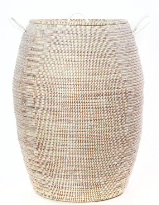 Senegalese Tall White Bongo Hamper Basket
