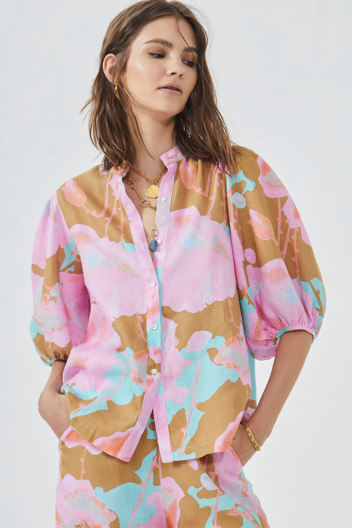 Bubble Linen Shirt - Aquarela