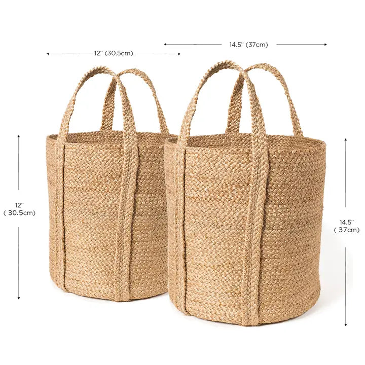 Handwoven Storage • Kata Basket with Handle-Natural-Set of 2