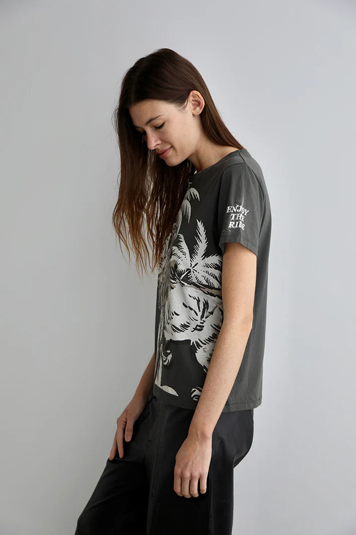 T-SHIRT LION PALMS GREY-100% Cotton Pima