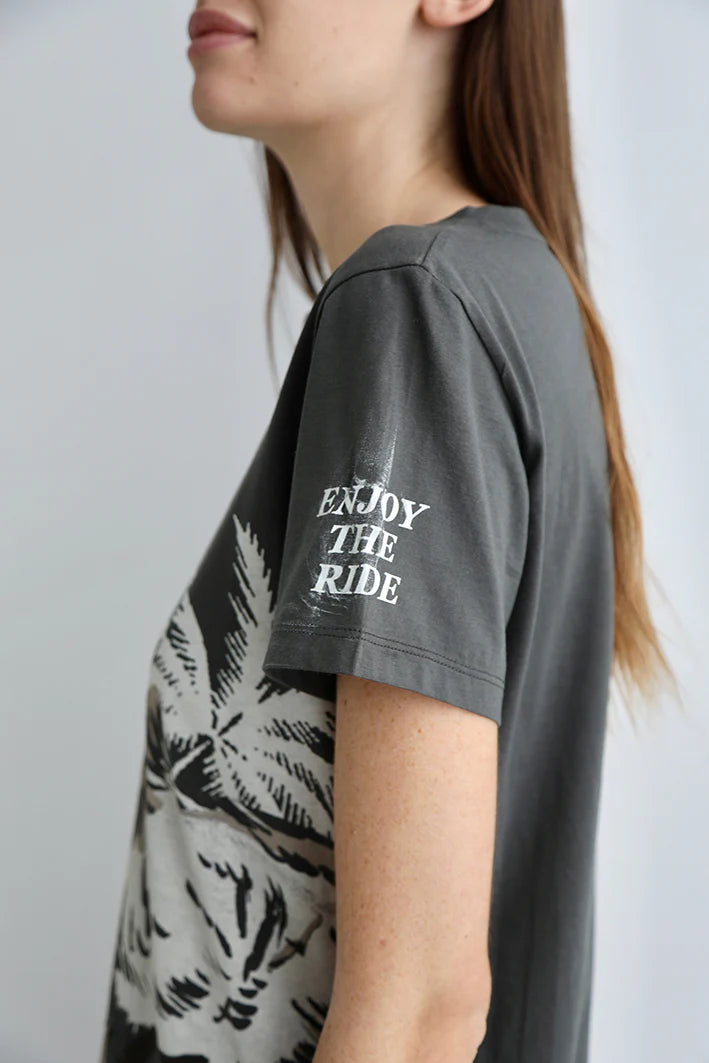 T-SHIRT LION PALMS GREY-100% Cotton Pima