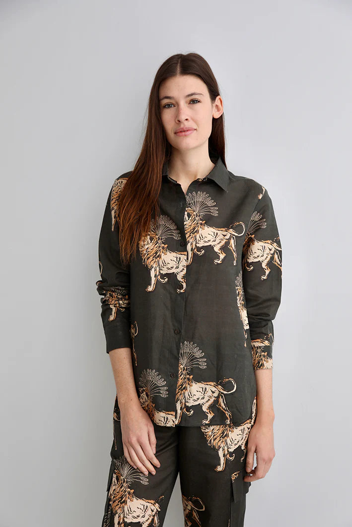 SHIRT LION PALMS GREY