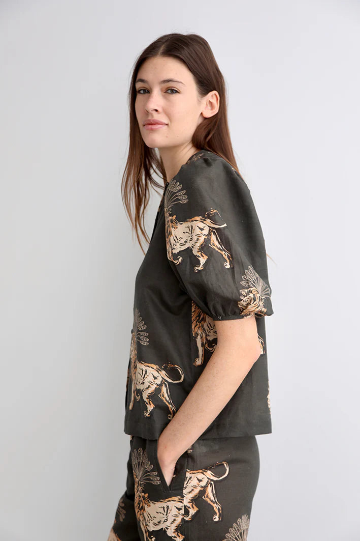 BALLOON SHIRT LION PALMS GREY