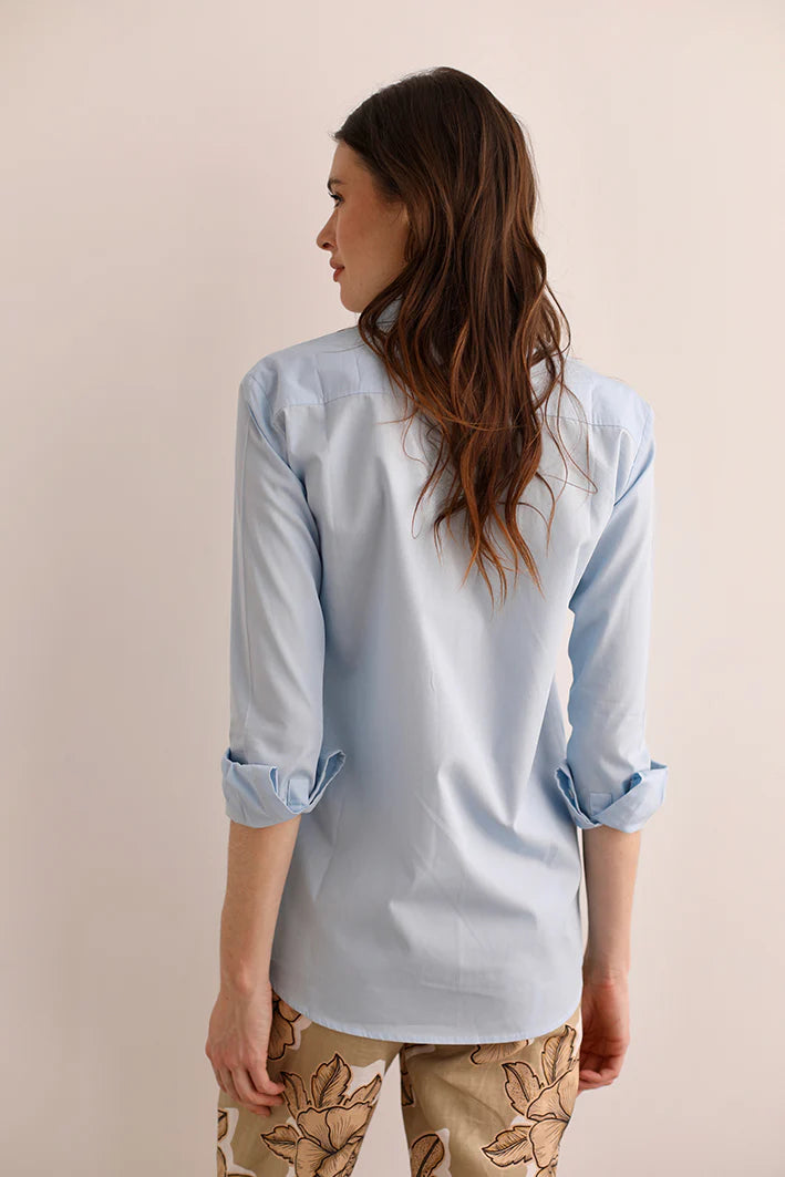 SHIRT CHEETAH LIGHT BLUE POPLIN