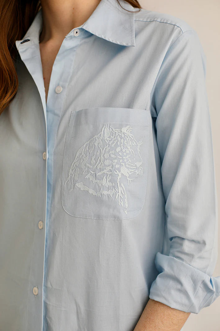 SHIRT CHEETAH LIGHT BLUE POPLIN