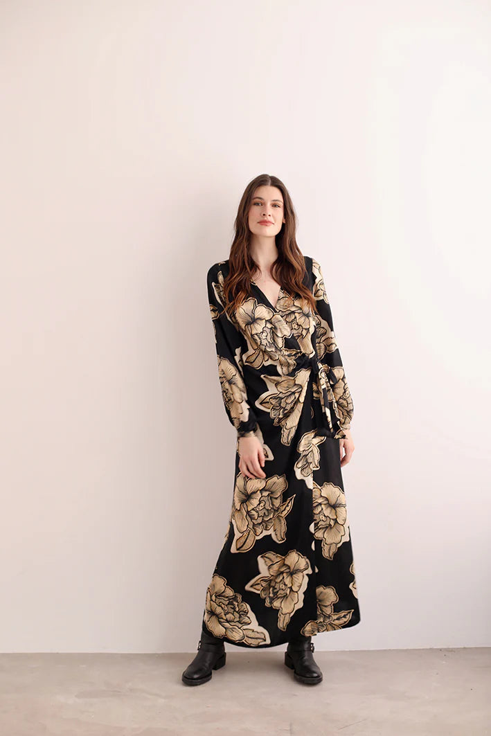 LONG DRESS STICKER BLACK- Silk