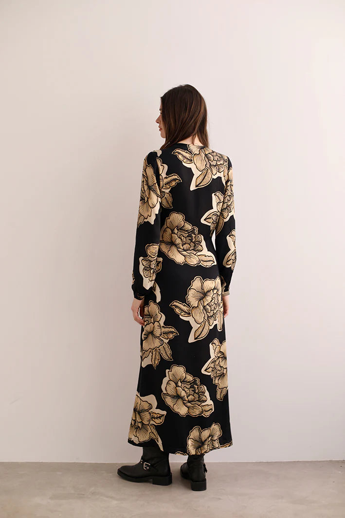 LONG DRESS STICKER BLACK- Silk