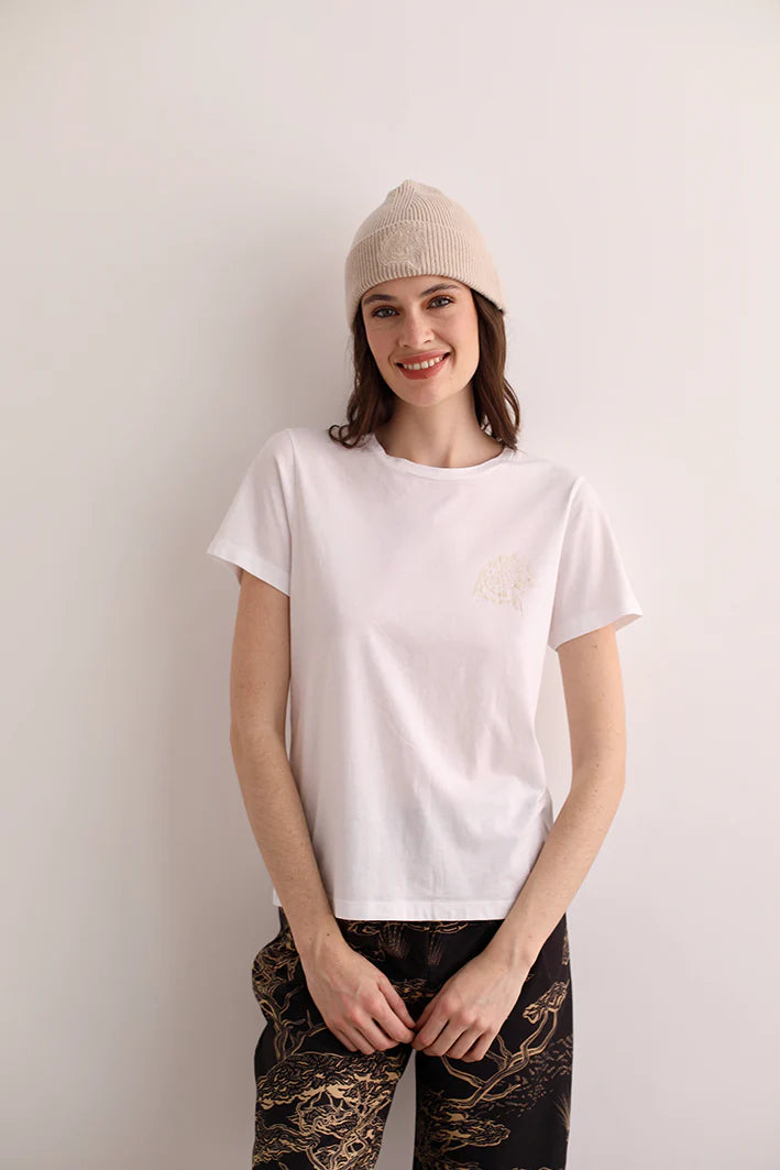 T-SHIRT CHEETAH WHITE-100% Cotton Pima.