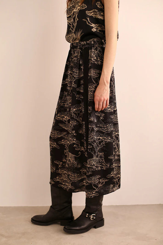 SILK SKIRT SAFARI BLACK