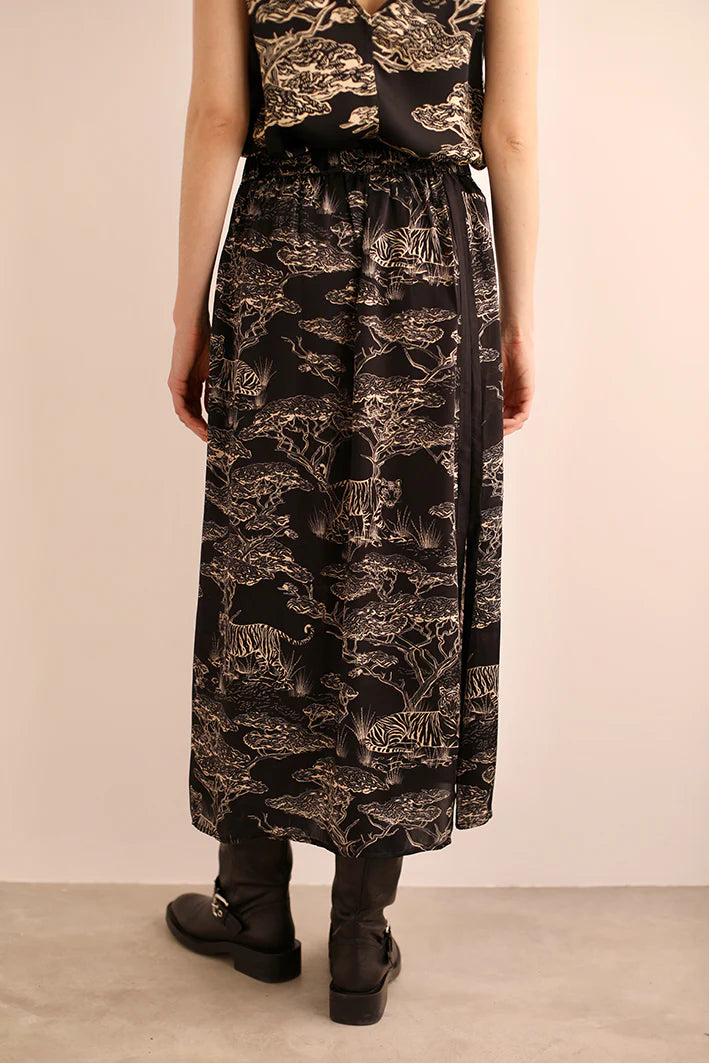 SILK SKIRT SAFARI BLACK