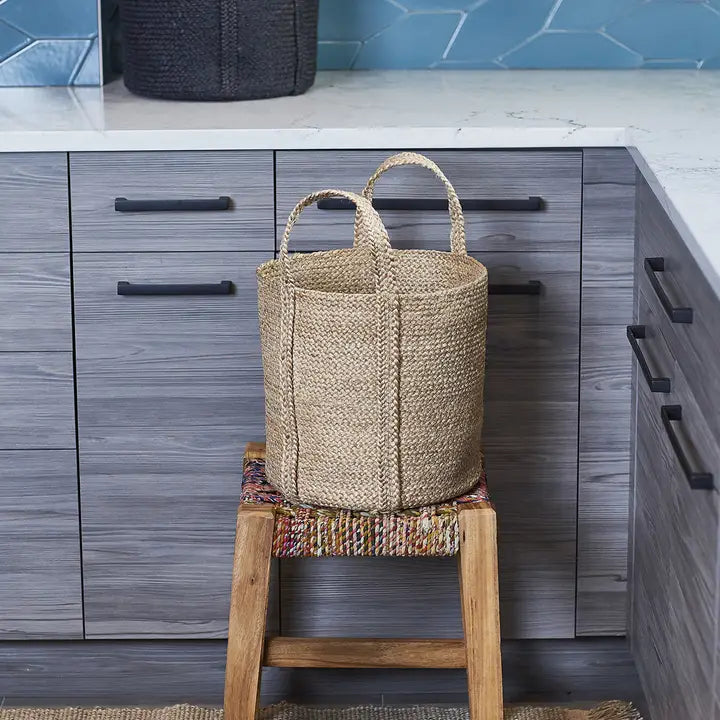 Handwoven Storage • Kata Basket with Handle-Natural-Set of 2