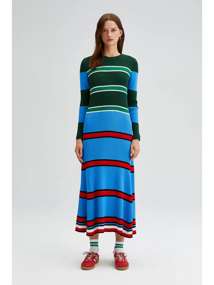 Multicolored Striped Knit Dress