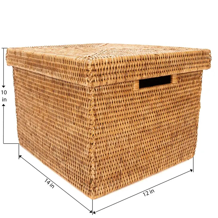 Rattan Storage Box with Lid - Letter File