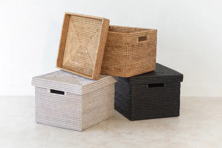 Rattan Storage Box with Lid - Letter File