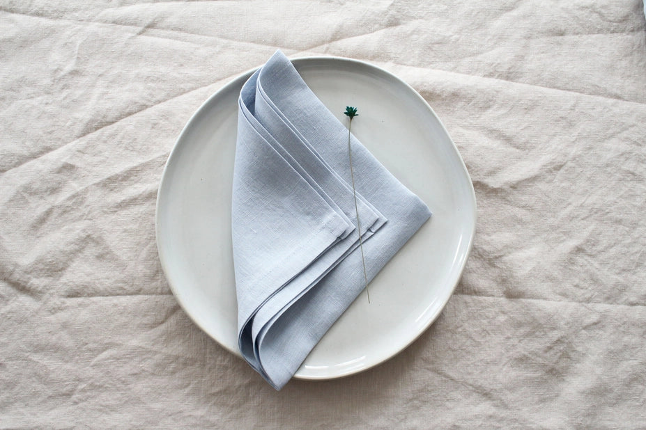 Sky Blue Linen Napkins - Set of 4