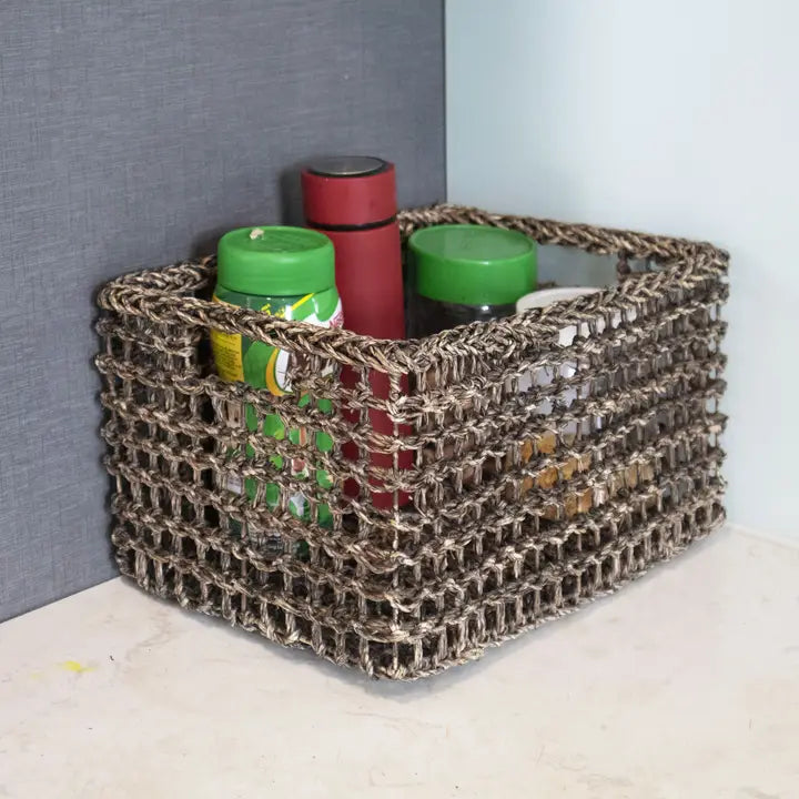 Rectagular Wire Seagrass Basket