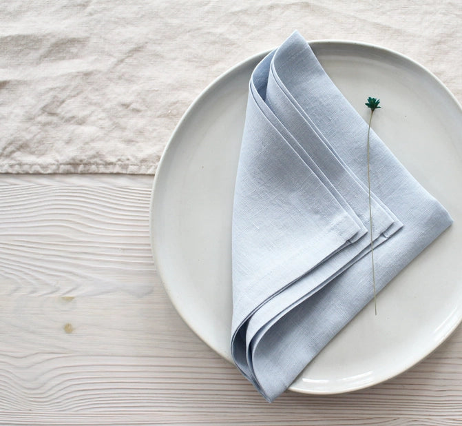 Sky Blue Linen Napkins - Set of 4