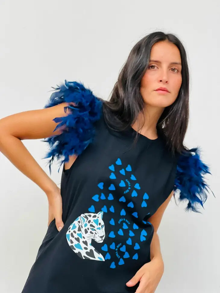 Valencia Tiger Hearts Feathers T-Shirt