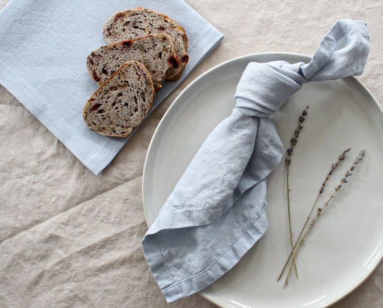 Sky Blue Linen Napkins - Set of 4