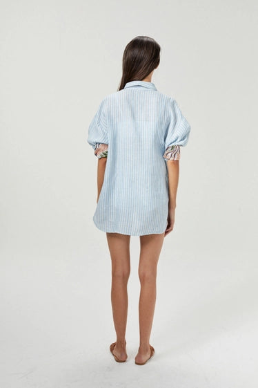 Island Linen Shirt - Light Blue and White Stripes