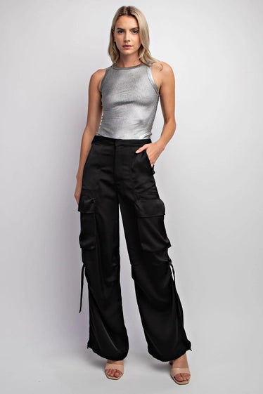Copy of Metallic Coated Ribbed Knit Sleeveless Top