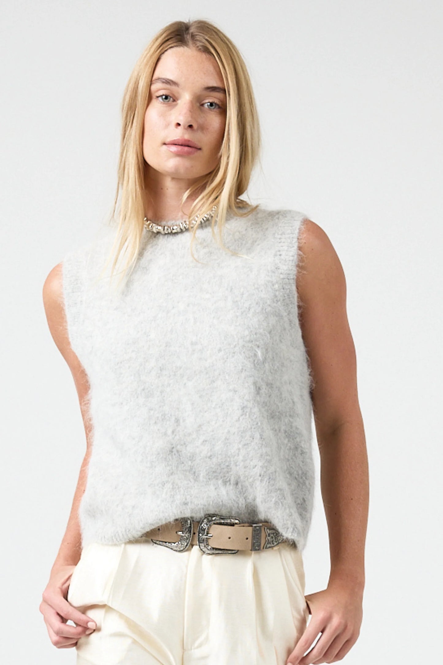 ALPACA KNITTED VEST - GREY