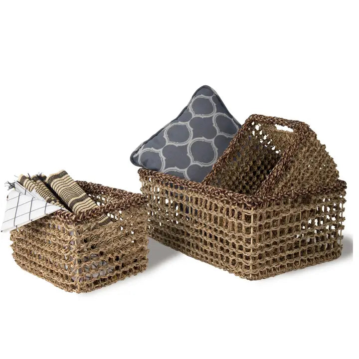 Rectagular Wire Seagrass Basket