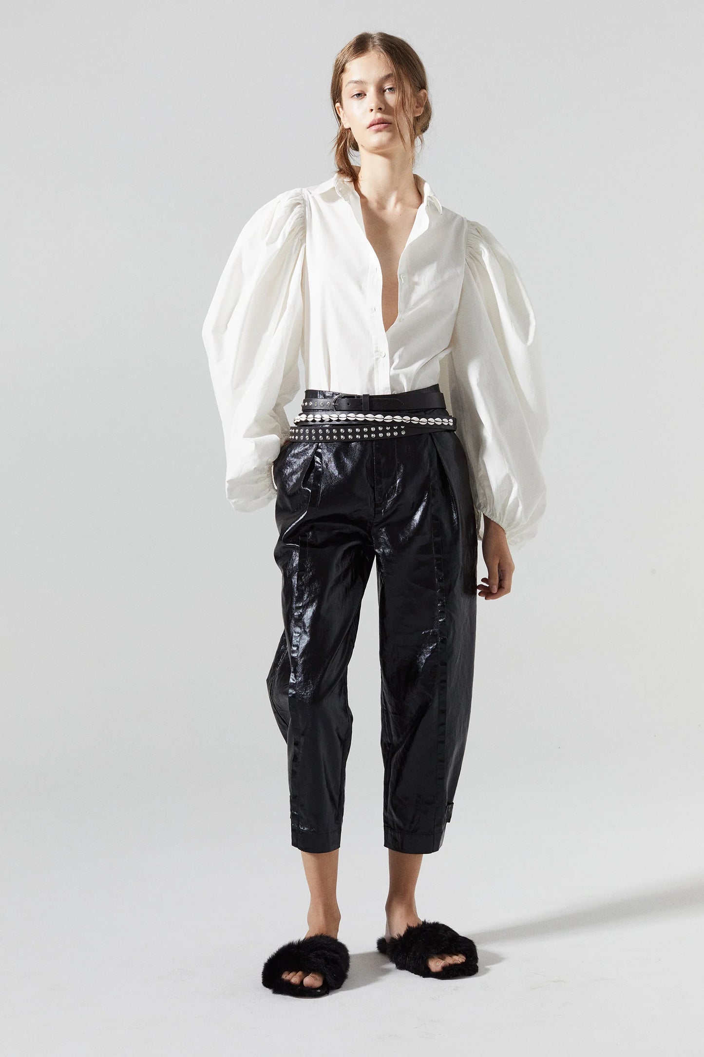 Mercer Metallic Linen Pants - Black