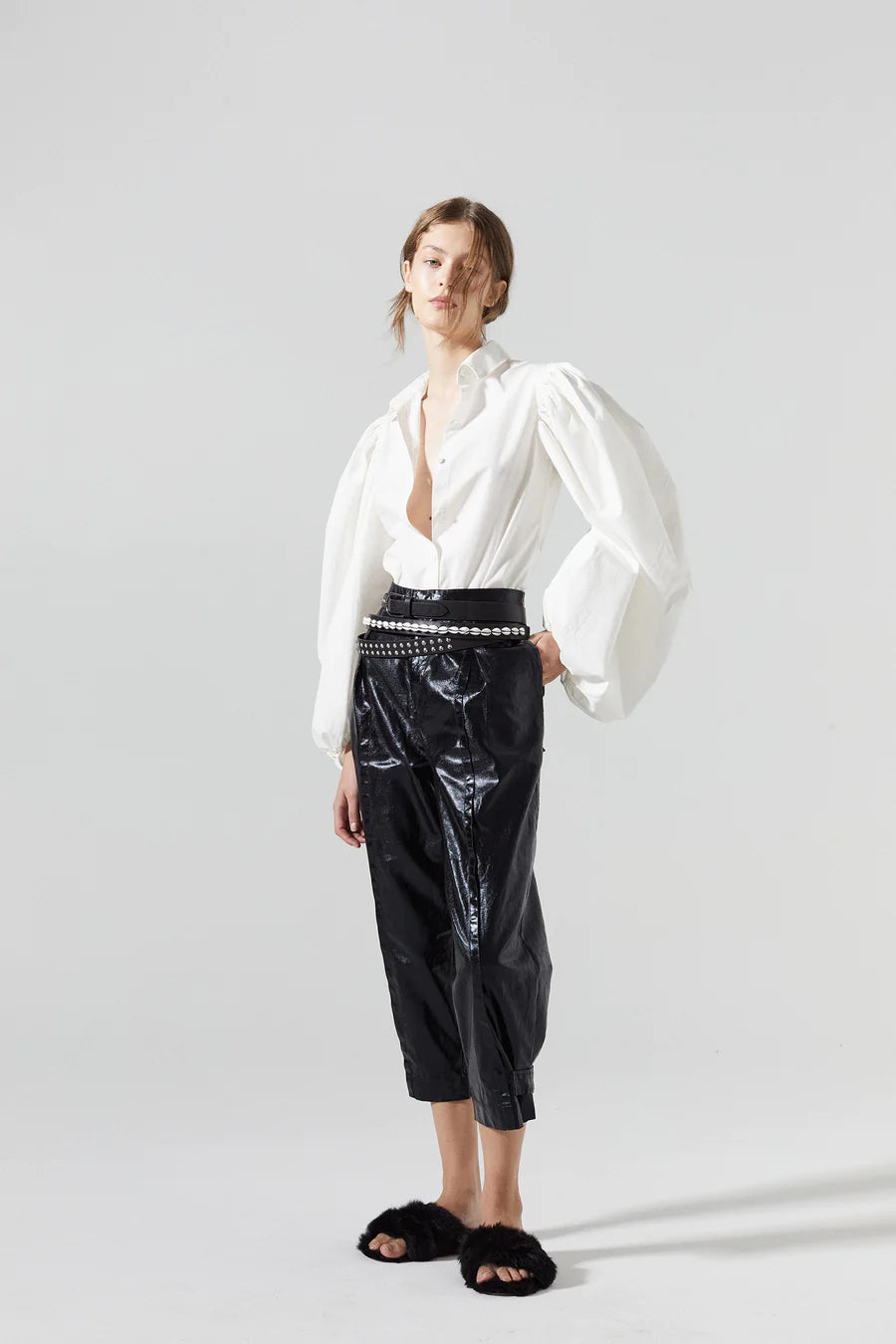 Mercer Metallic Linen Pants - Black