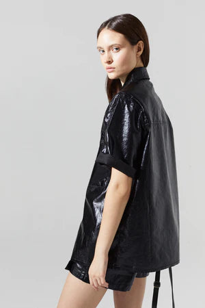 Soho Metallic Linen Shirt - Black