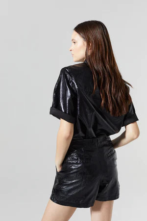 Soho Metallic Linen Shirt - Black