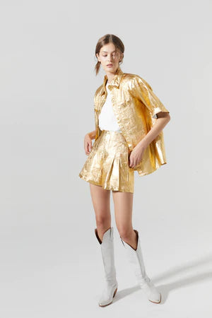 Soho Metallic Linen Shirt - Gold