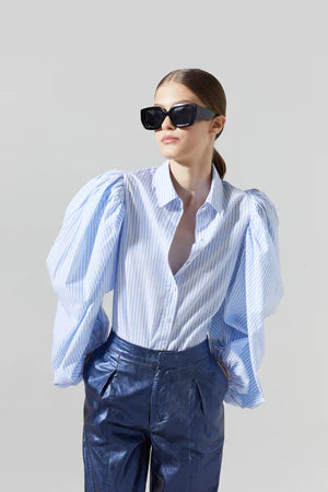 Cotton Poplin Shirt - Blue Stripes