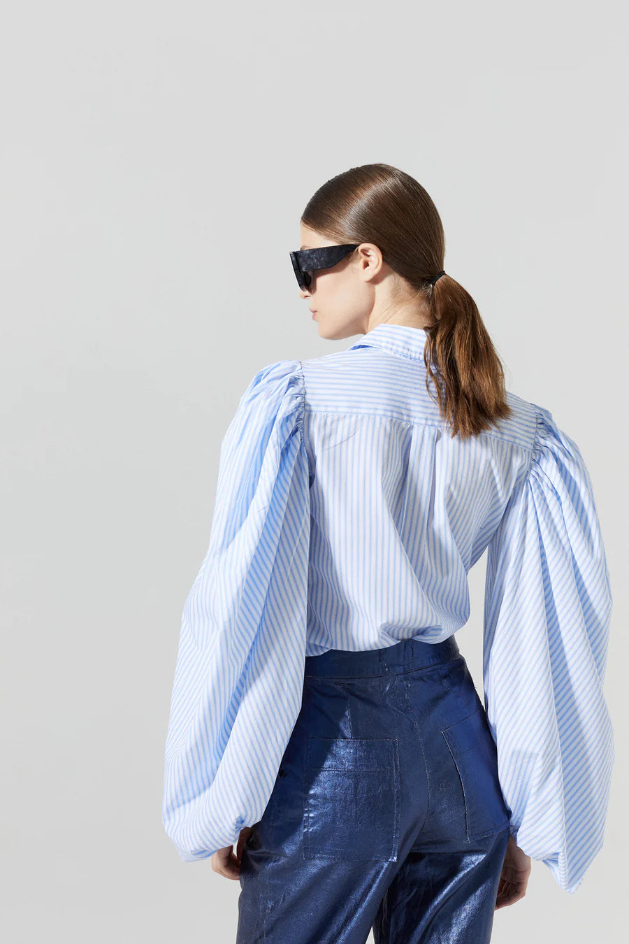 Cotton Poplin Shirt - Blue Stripes