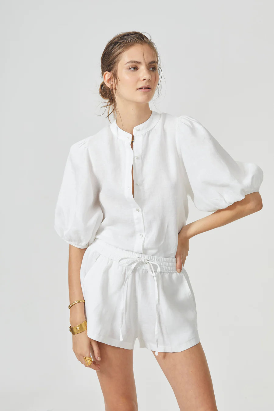 Bubble Linen Shirt - White