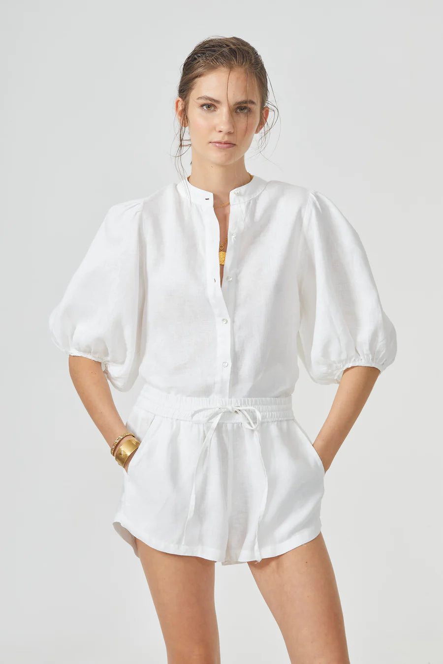 Bubble Linen Shirt - White