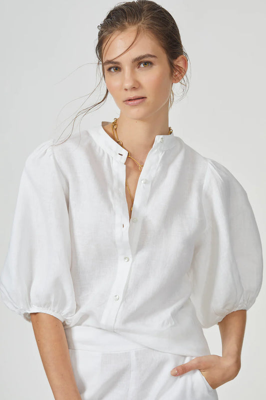 Bubble Linen Shirt - White