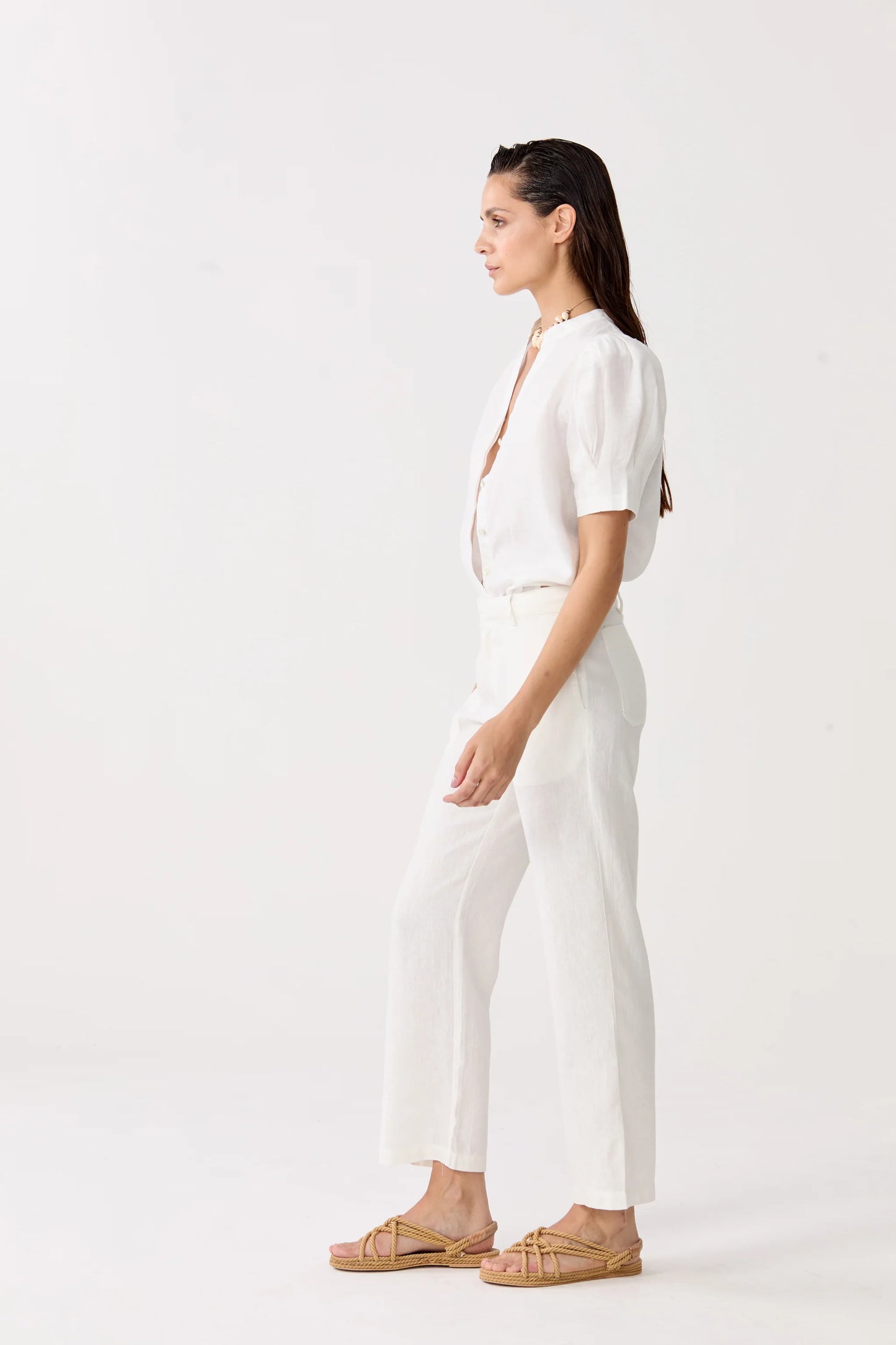 ATHINA LINEN SHIRT - WHITE