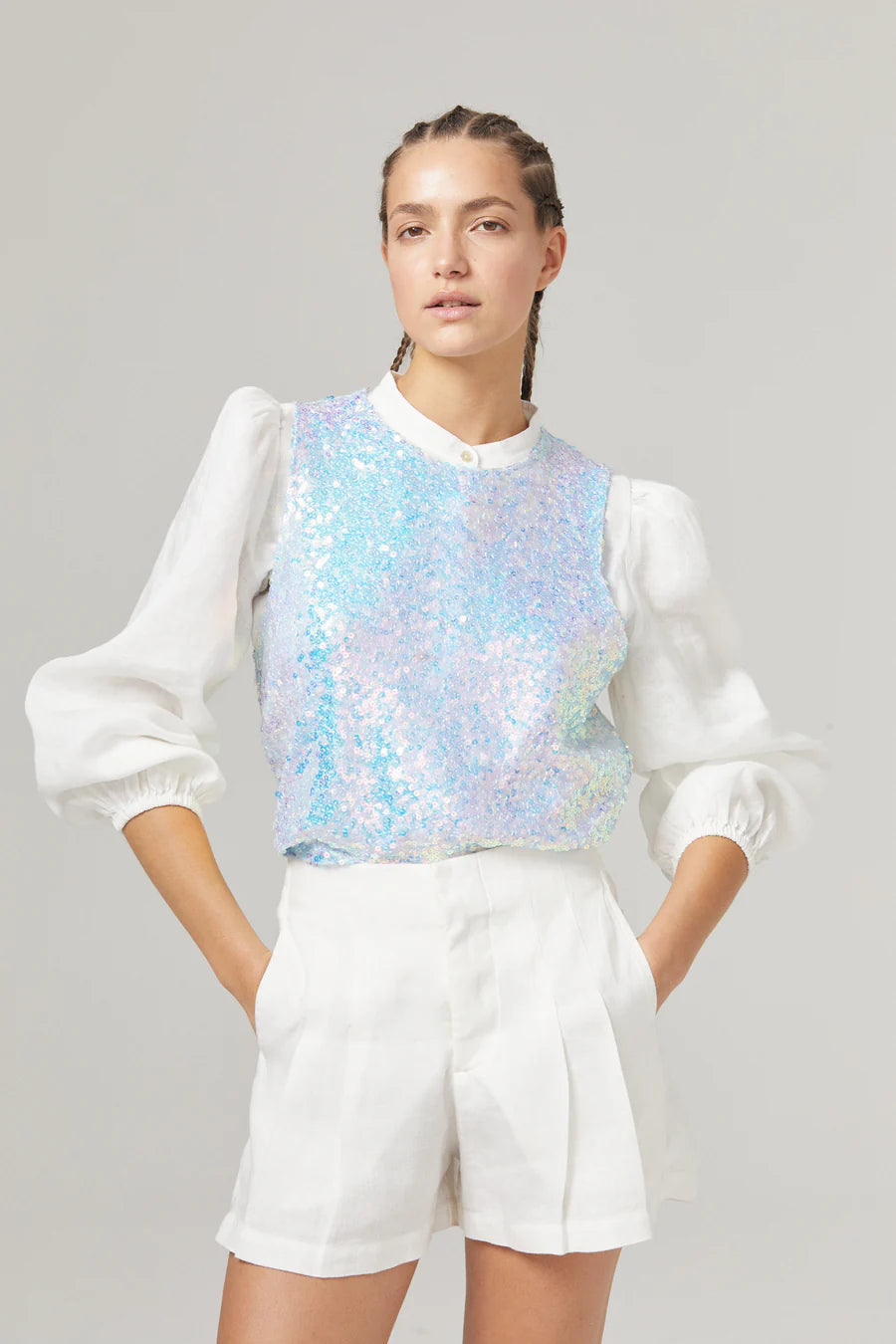 Mermaid Sequin Top - Aqua Small