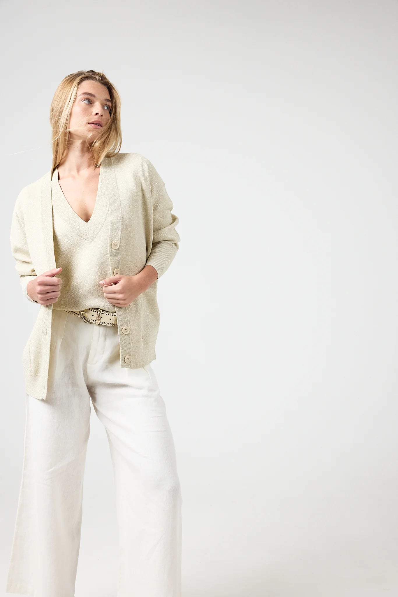 ASPEN LUREX CARDIGAN - GOLD