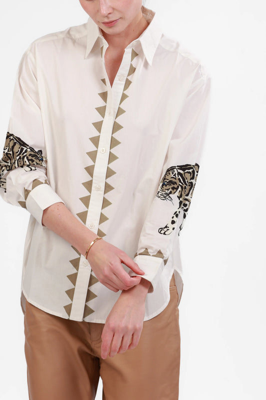 POPLIN SHIRT SNOW LEOPARD WHITE