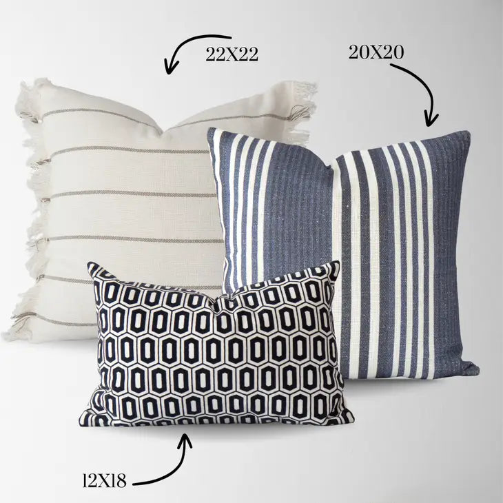 Set of 3 Coastal Blue Pillow